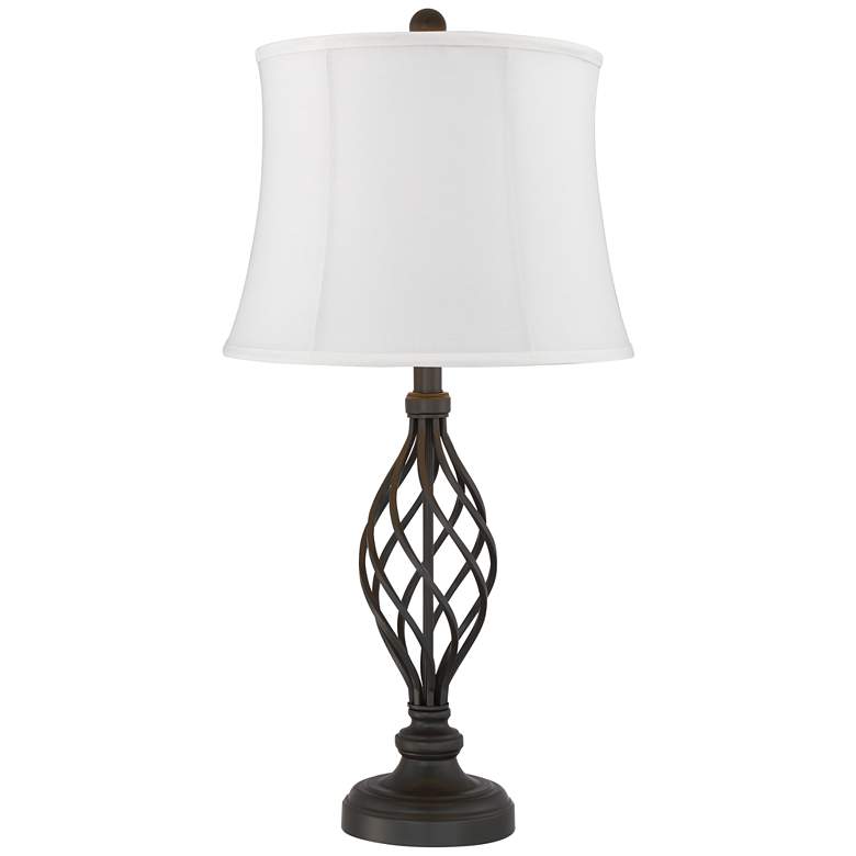 Image 4 Franklin Iron Works Annie 28" White and Iron Scroll Lamps Set of 2 more views