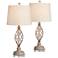 Franklin Iron Works Annie 29" Sand Scroll Lamps Set with Round Risers