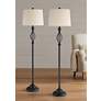 Franklin Iron Works Annie 63" Bronze Iron Scroll Floor Lamps Set of 2