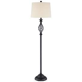 Image2 of Franklin Iron Works Annie 63" High Bronze Iron Scroll Floor Lamp