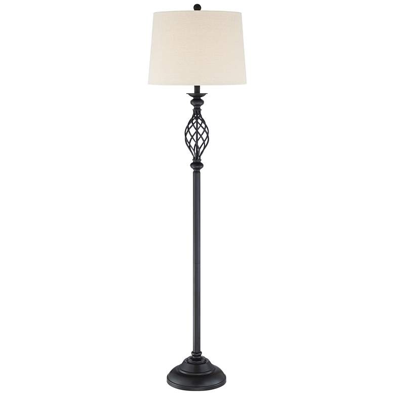 Image 2 Franklin Iron Works Annie 63" High Bronze Iron Scroll Floor Lamp