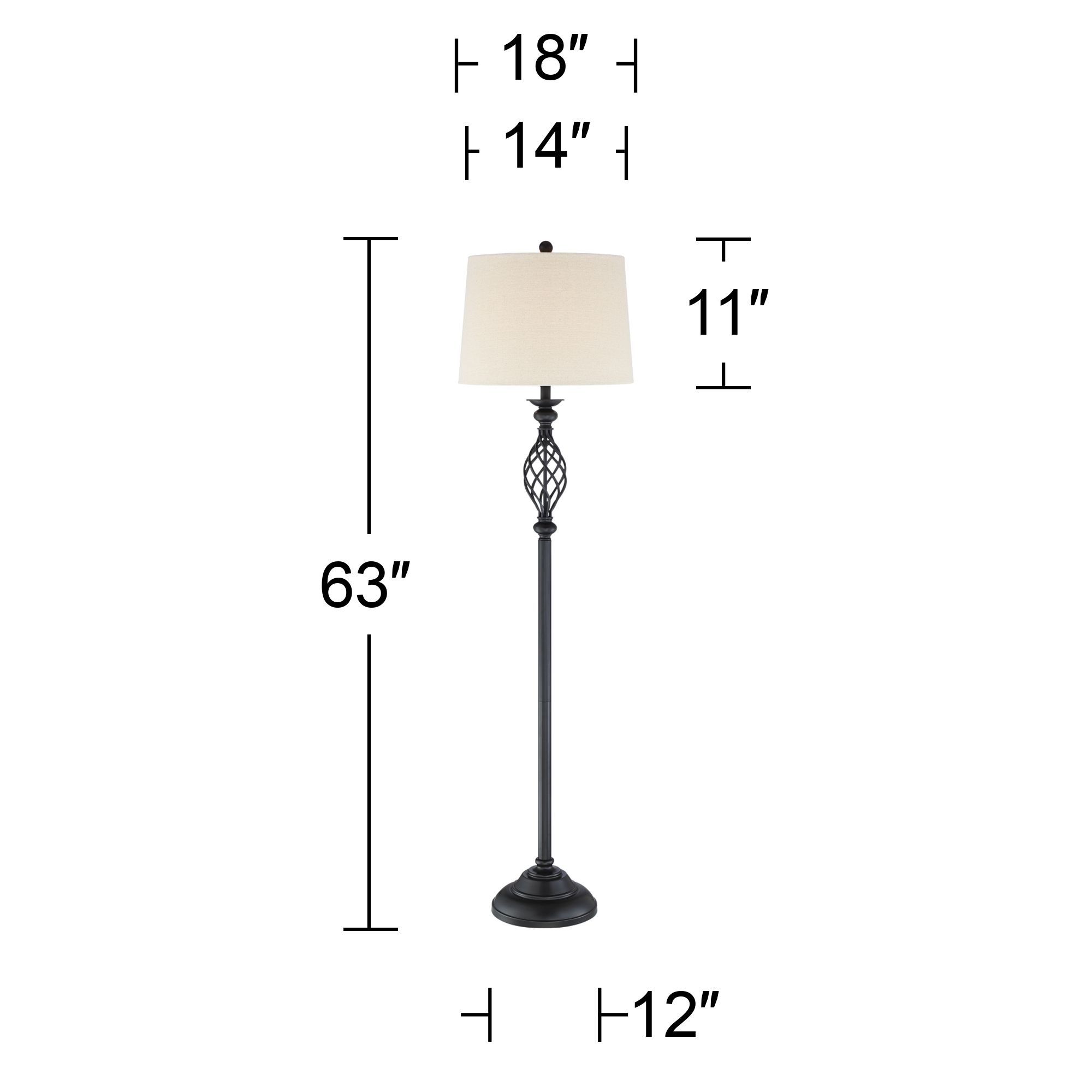 Franklin Iron Works Annie 63" High Bronze Iron Scroll Floor Lamp