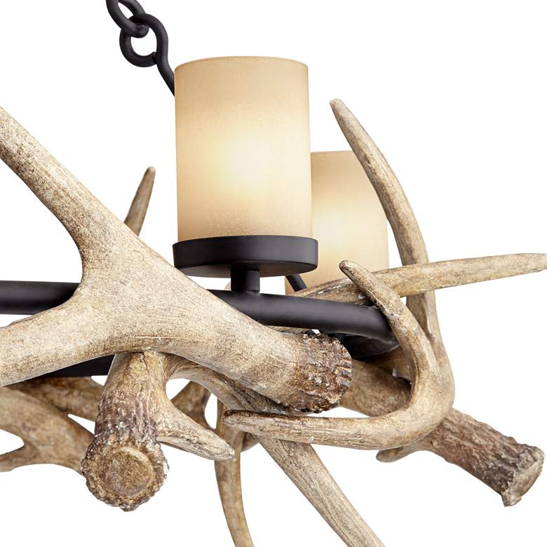 Image 3 Franklin Iron Works Antler Lodge 36.75 inch Wide 6-Light Rustic Chandelier more views