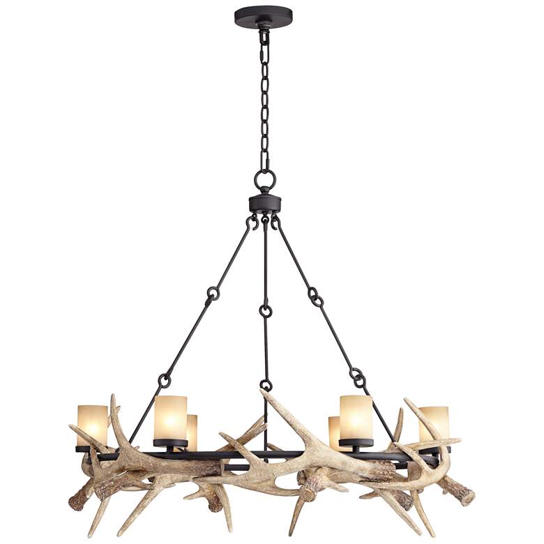 Image 6 Franklin Iron Works Antler Lodge 36.75" Wide 6-Light Rustic Chandelier more views
