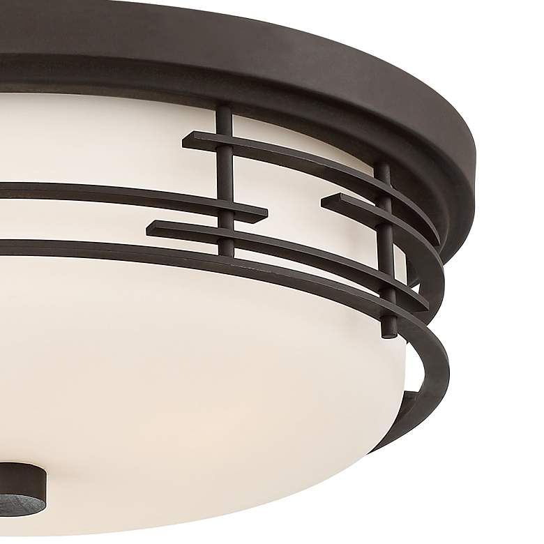 Image 3 Franklin Iron Works Arden 14" Bronze and White Glass Ceiling Light more views