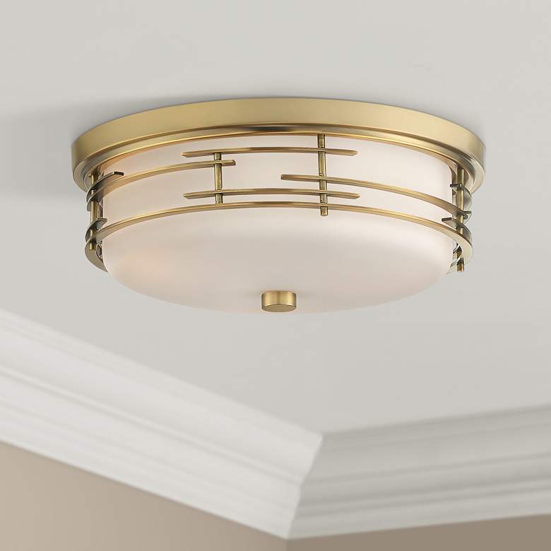 Image 1 Franklin Iron Works Arden 14" Wide Flushmount Soft Gold Ceiling Light
