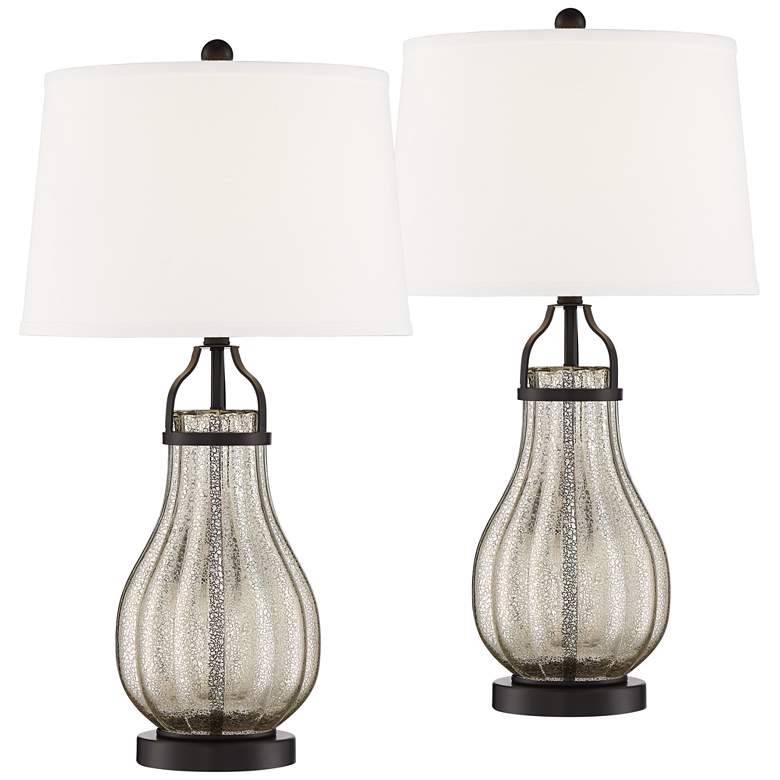 Image 2 Franklin Iron Works Arian Bronze and Mercury Glass Table Lamps Set of 2