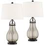 Franklin Iron Works Arian Bronze and Mercury Glass Table Lamps Set of 2