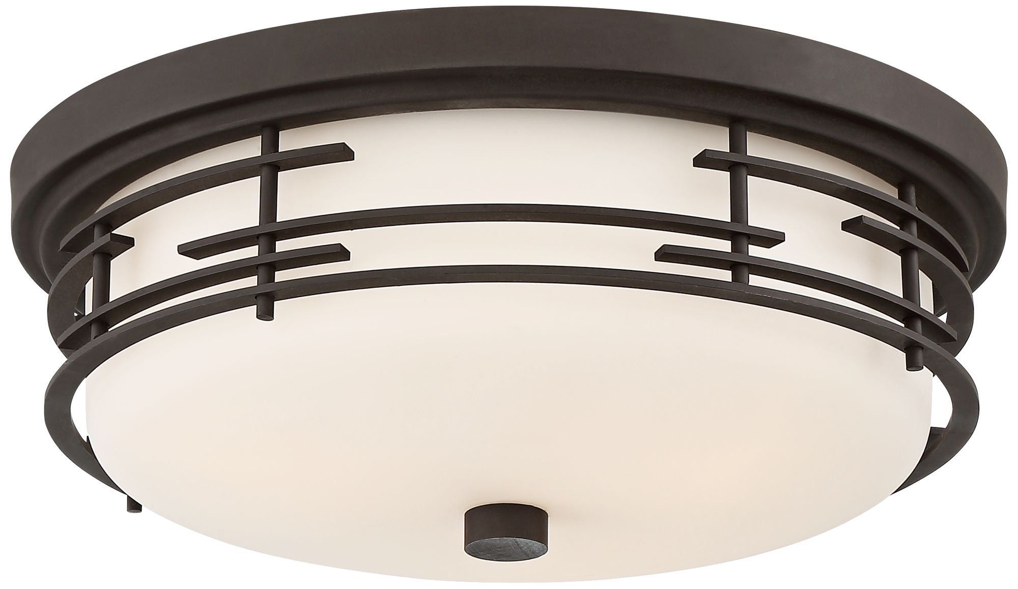 Image 2 Franklin Iron Works Arlen 14" Bronze and White Glass Ceiling Light