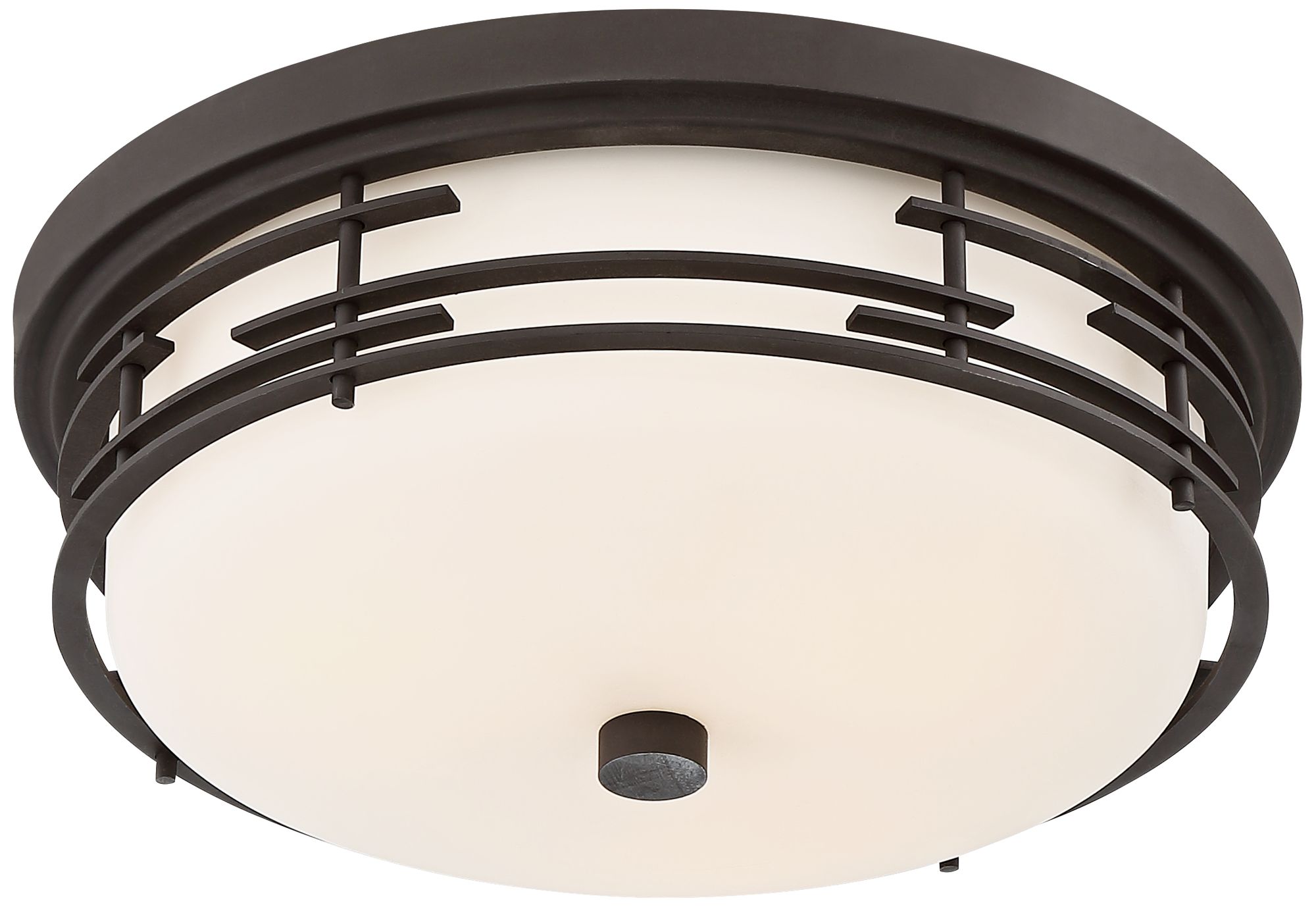 Image 4 Franklin Iron Works Arlen 14" Bronze and White Glass Ceiling Light more views