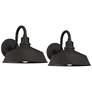 2_Franklin Iron Works Arnett 10 1/2" Black Outdoor Barn Lights Set of 2