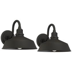 Franklin Iron Works Arnett 10 1/2" Black Outdoor Barn Lights Set of 2