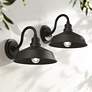 1_Franklin Iron Works Arnett 10 1/2" Black Outdoor Barn Lights Set of 2
