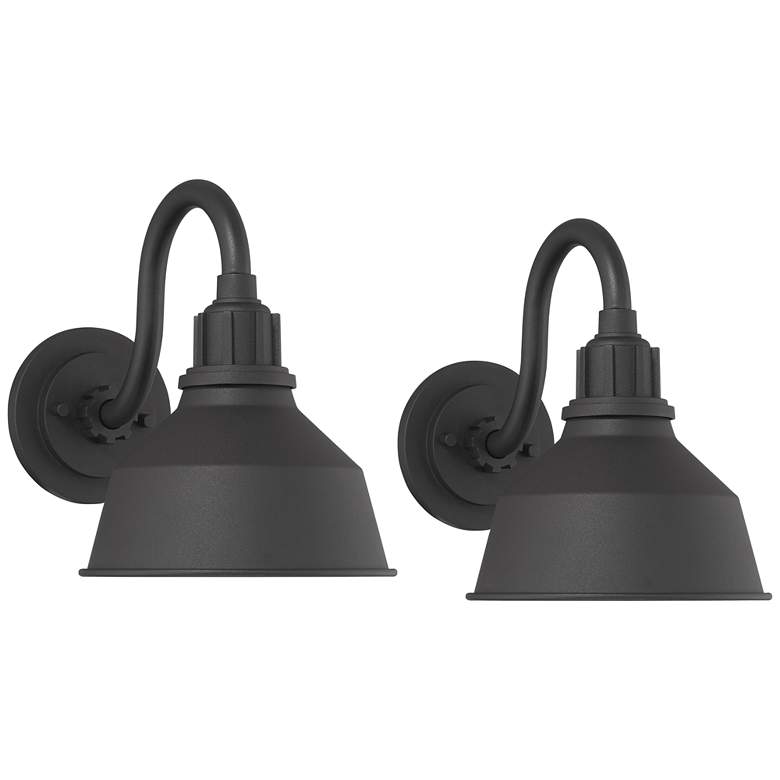 Image 2 Franklin Iron Works Arnett 8" Wide Black Outdoor Wall Light Set of 2