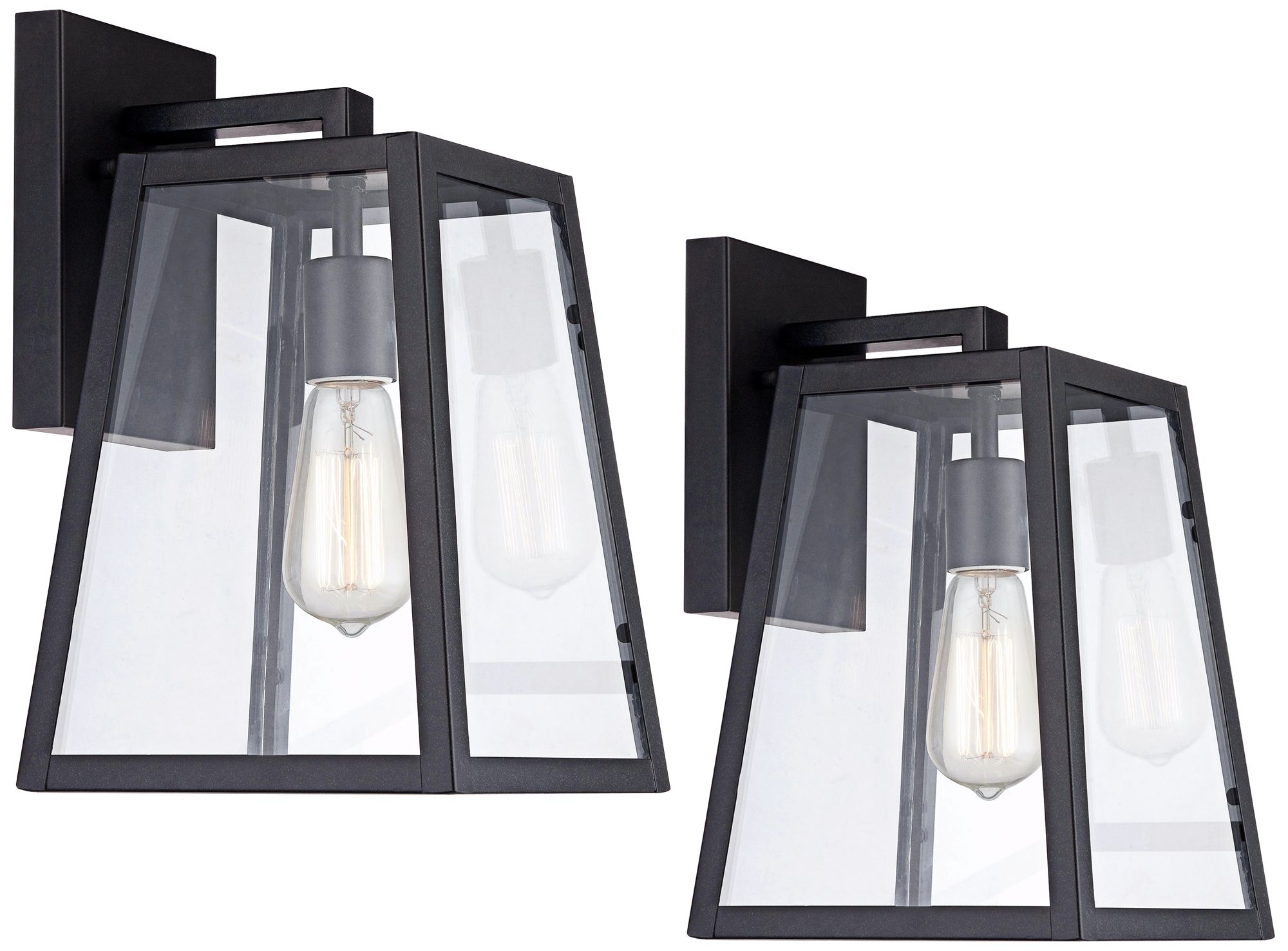 Image 2 Franklin Iron Works Arrington 13"H Mystic Black Wall Lights Set of 2