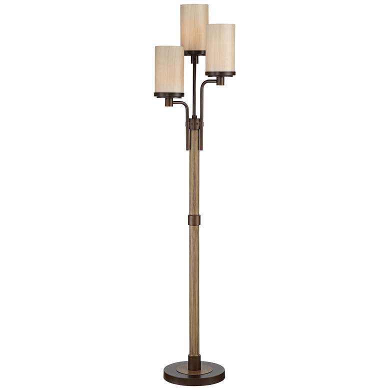 Image 3 Franklin Iron Works Astoria Faux Wood and Bronze 3-Light Tree Floor Lamp