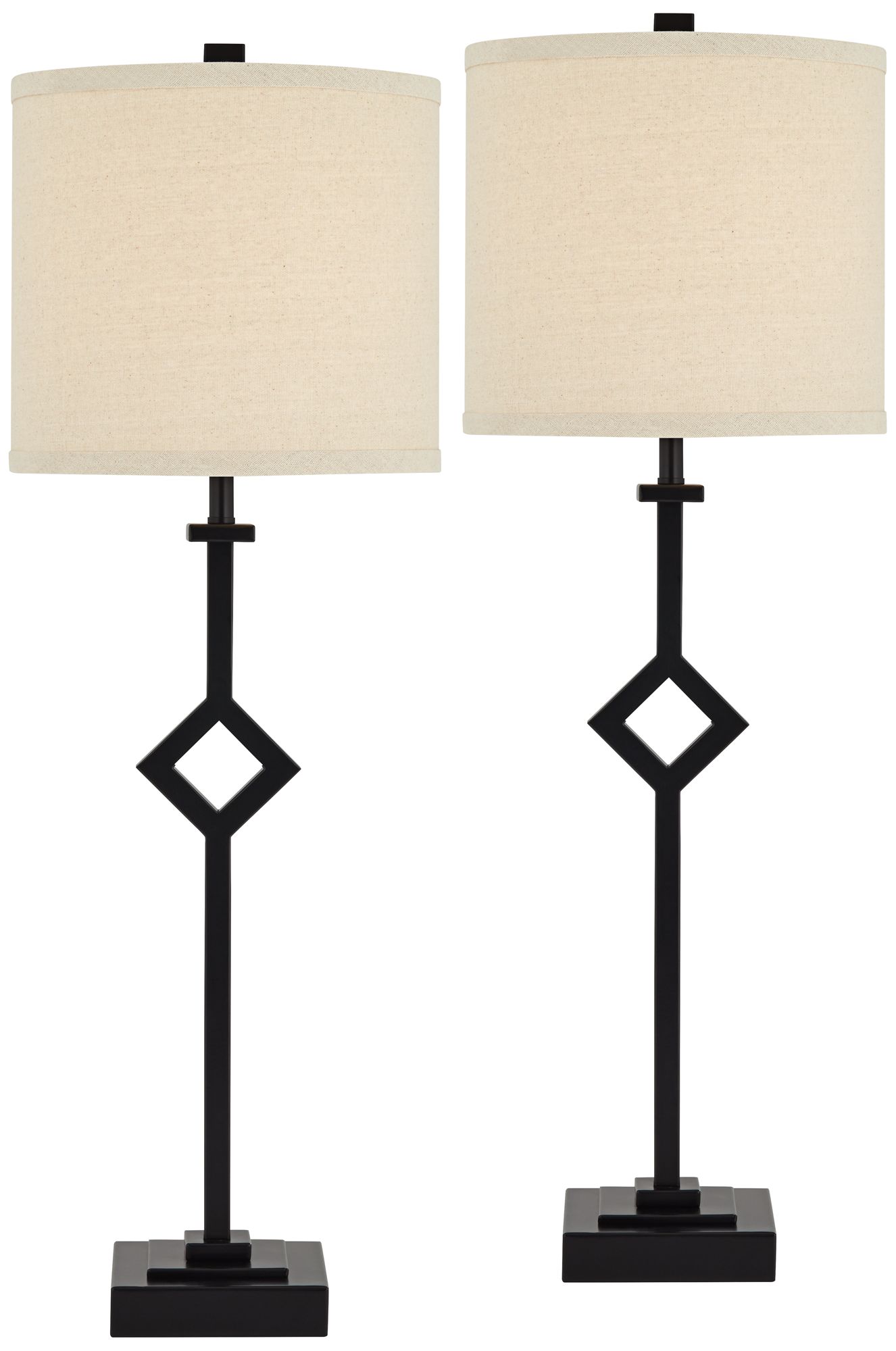 Franklin Iron Works Audrey 29 1/2" Black USB Table Lamps Set of 2