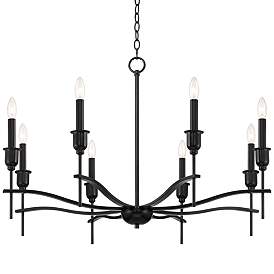 Image2 of Franklin Iron Works Austin 36" Black 8-Light Candelabra Chandelier