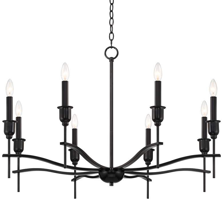 Image 2 Franklin Iron Works Austin 36" Black 8-Light Candelabra Chandelier