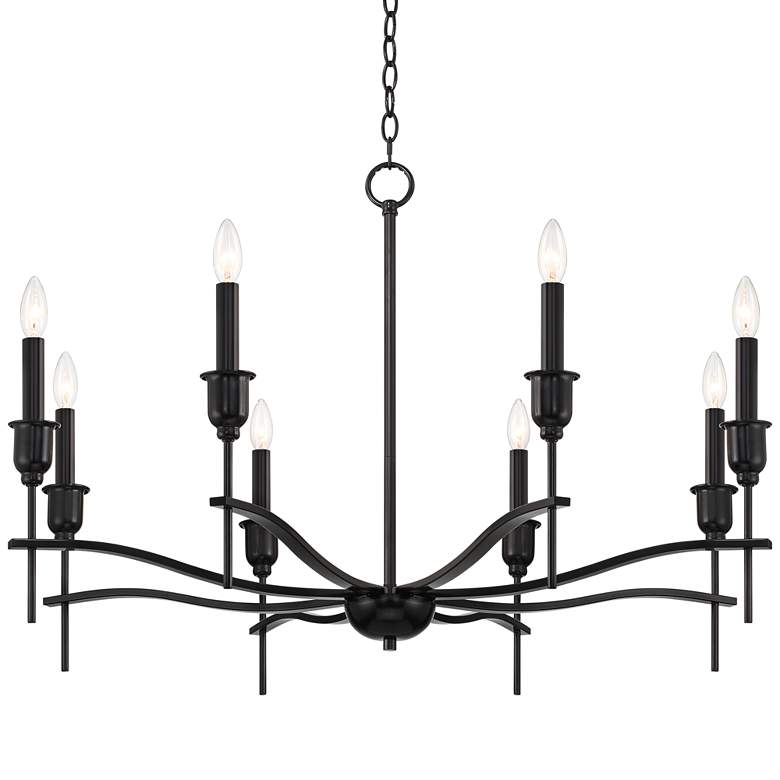 Image 2 Franklin Iron Works Austin 36 inch Black 8-Light Candelabra Chandelier