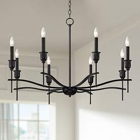 Image1 of Franklin Iron Works Austin 36" Black 8-Light Candelabra Chandelier