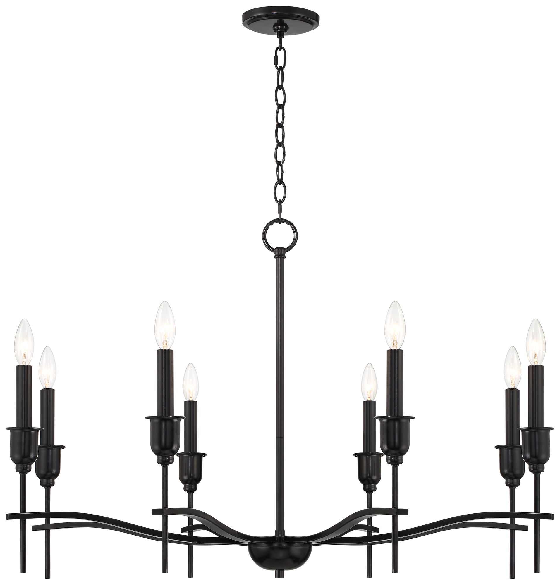 Watch A Video About the Austin Semi Gloss Black 8 Light Chandelier