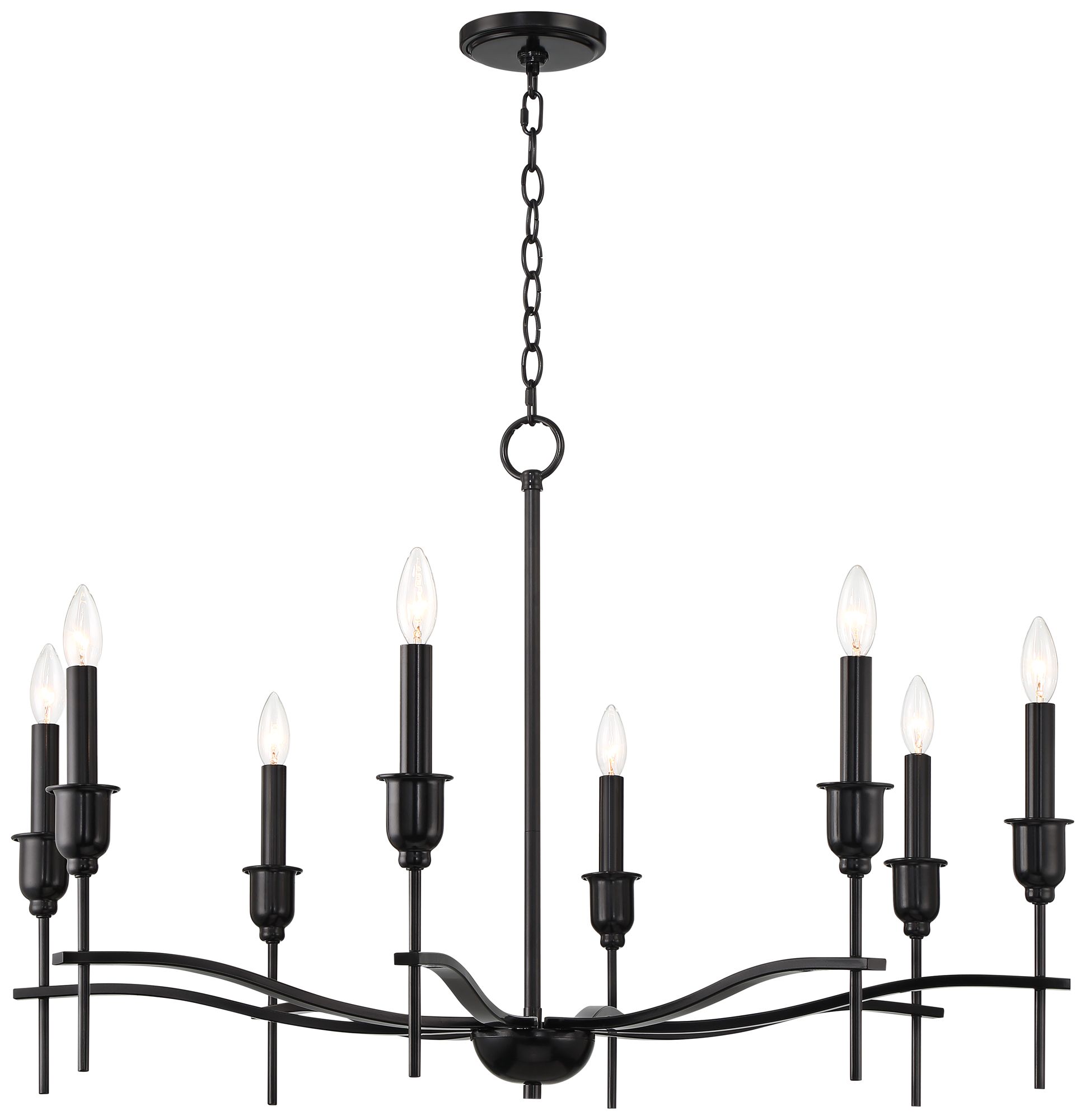Watch A Video About the Austin Semi Gloss Black 8 Light Chandelier