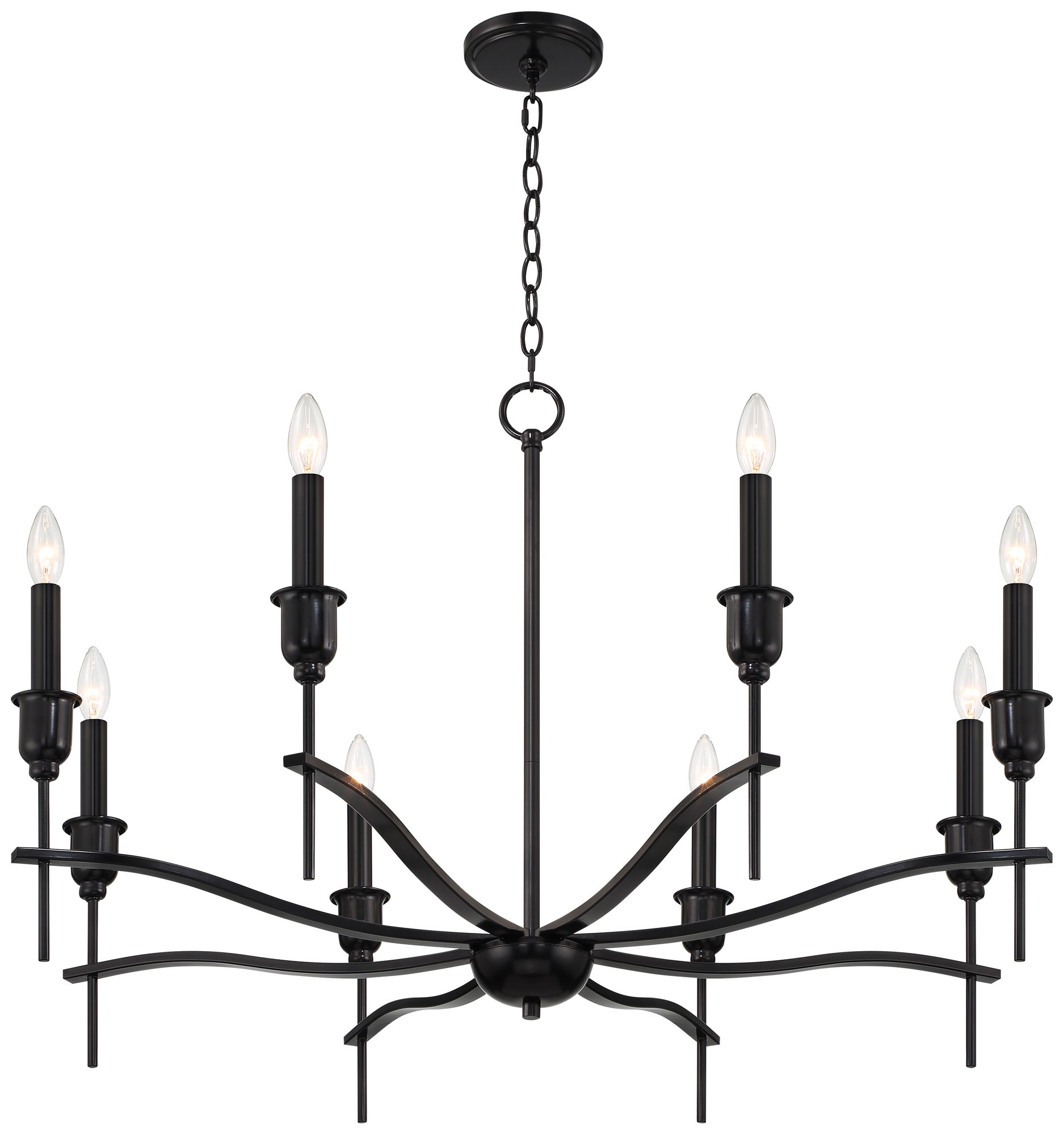 Watch A Video About the Austin Semi Gloss Black 8 Light Chandelier