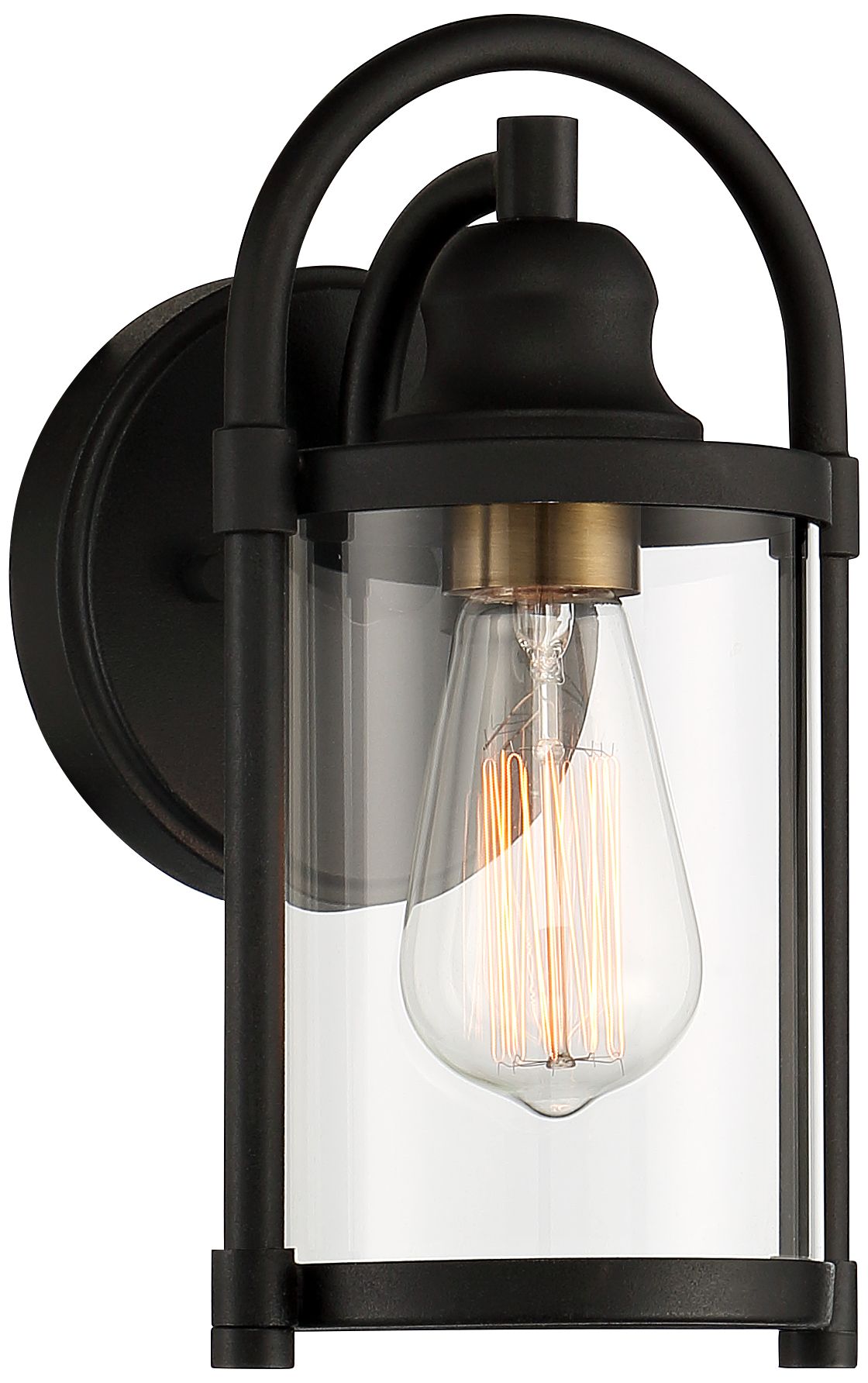 Image 2 Franklin Iron Works Avani 10 1/4"H Black and Brass Outdoor Wall Light