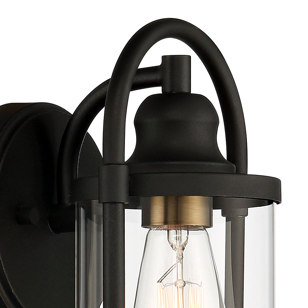 Image 3 Franklin Iron Works Avani 10 1/4"H Black and Brass Outdoor Wall Light more views