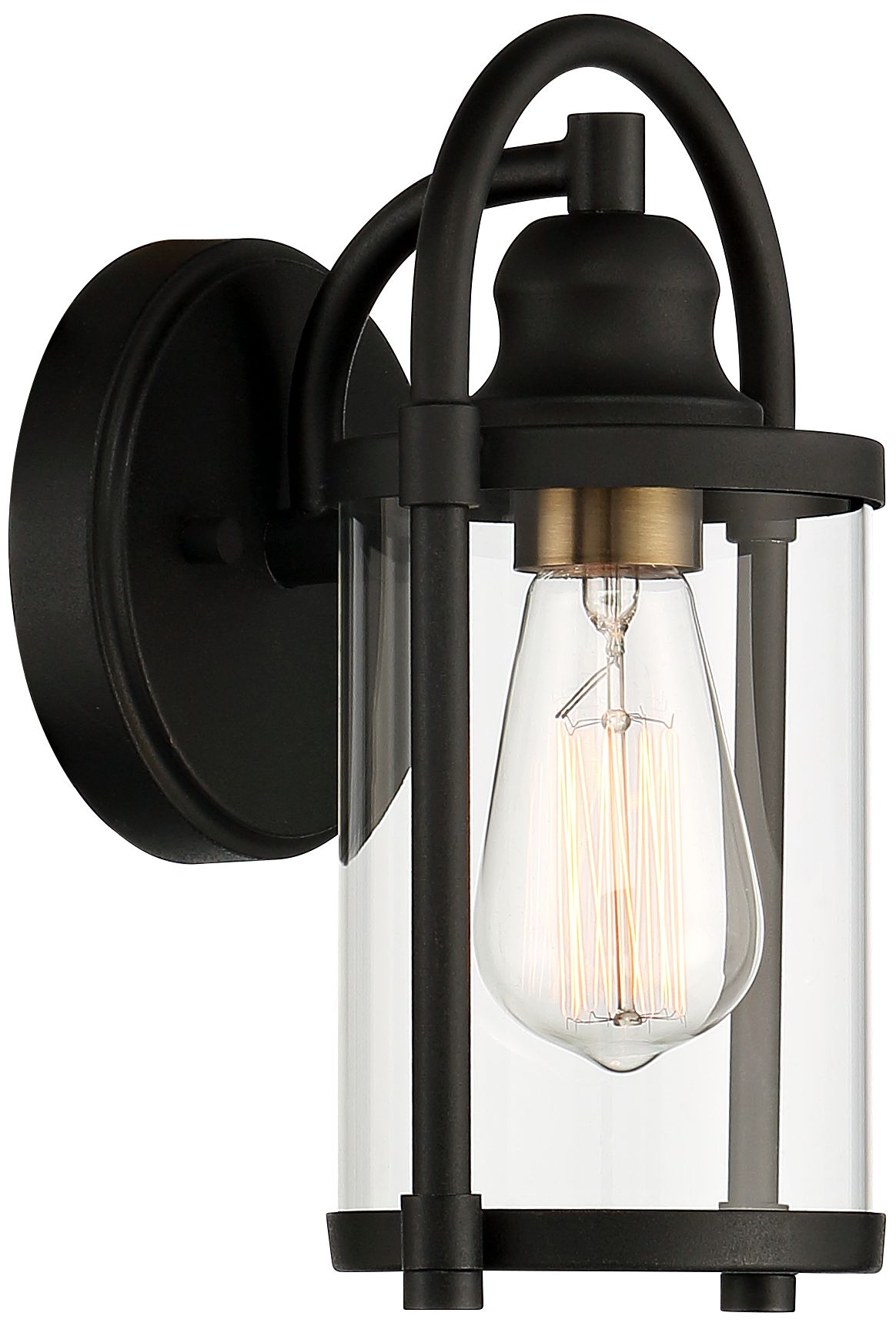 Image 5 Franklin Iron Works Avani 10 1/4"H Black and Brass Outdoor Wall Light more views