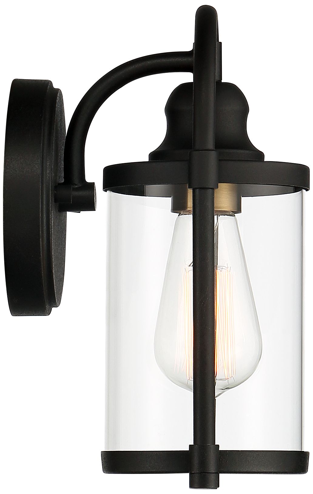 Image 6 Franklin Iron Works Avani 10 1/4"H Black and Brass Outdoor Wall Light more views