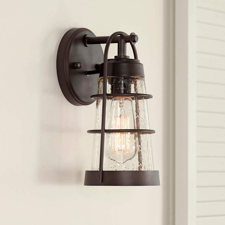 Image 1 Franklin Iron Works Averill Park 10 1/4" Bronze Outdoor Wall Light