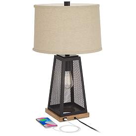 Image4 of Franklin Iron Works Barris 26 3/4" USB Table Lamp with LED Night Light more views
