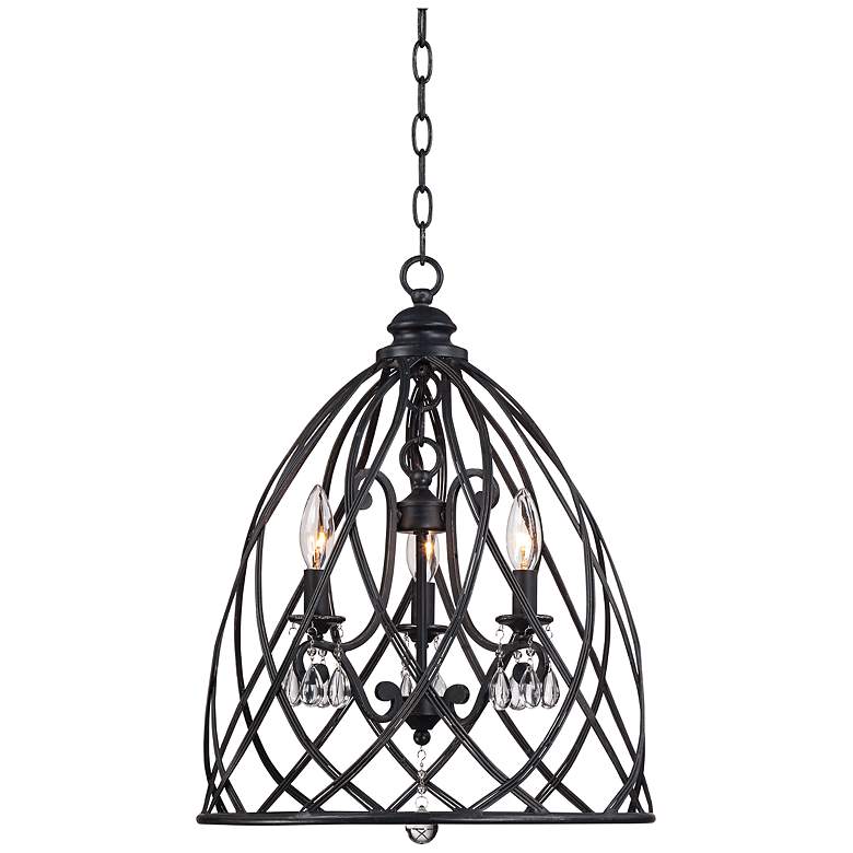 Image 2 Franklin Iron Works Bell Cage 22" High Metal Mini Chandelier