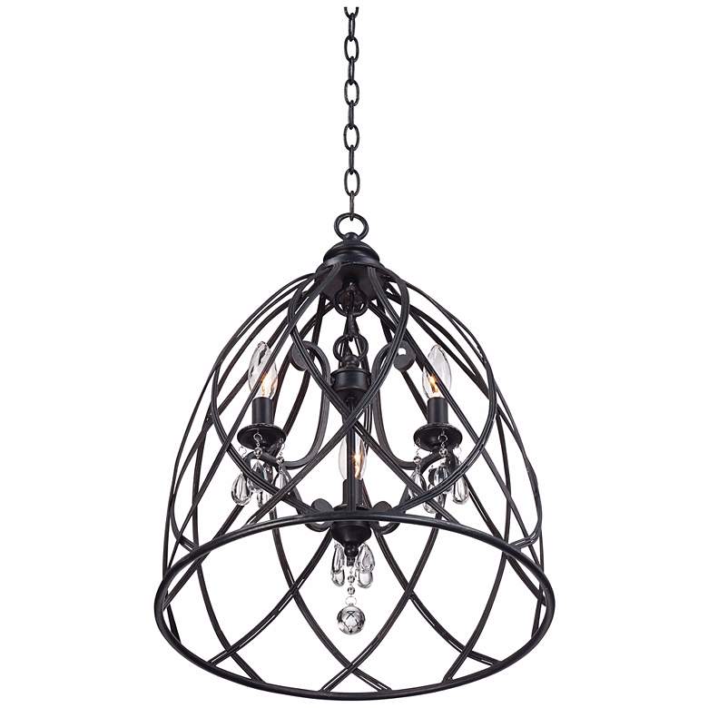Image 5 Franklin Iron Works Bell Cage 22" High Metal Mini Chandelier more views
