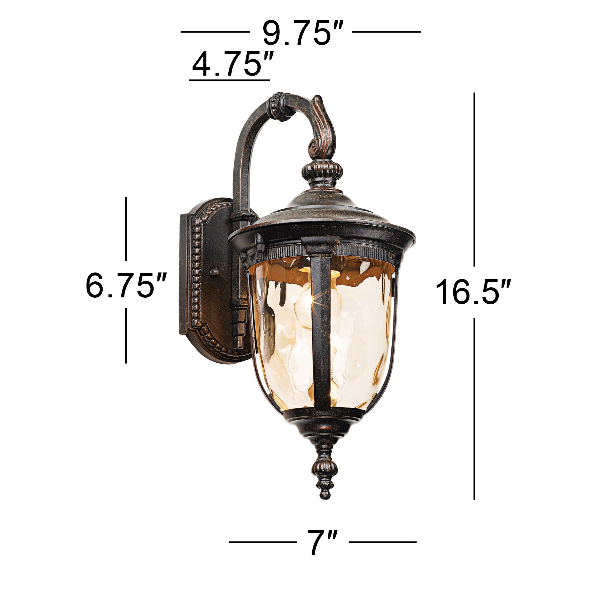 Franklin Iron Works Bellagio 16 1/2" Bronze Downbridge Outdoor Wall Lt