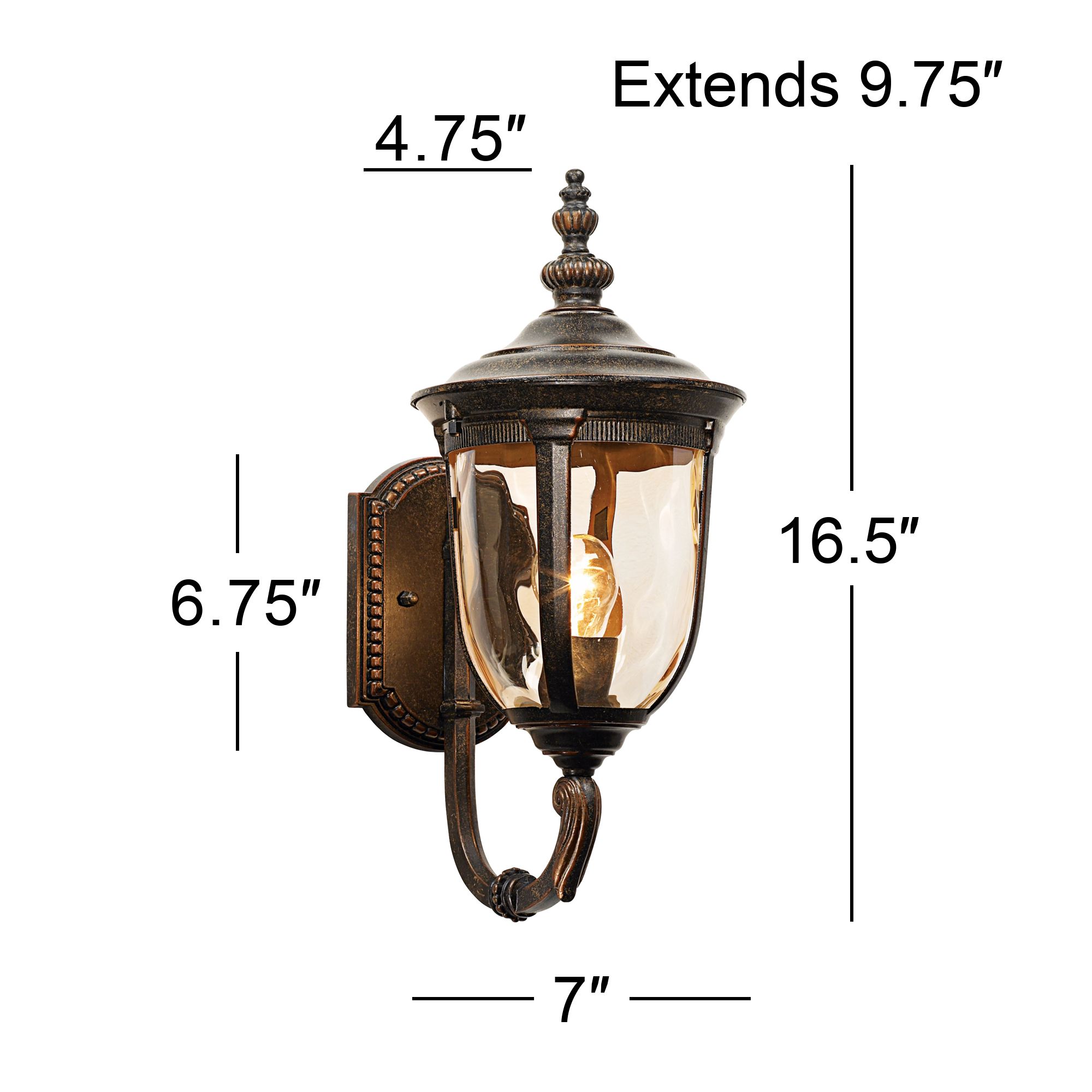 Franklin Iron Works Bellagio 16 1/2" Bronze Upbridge Arm Outdoor Light