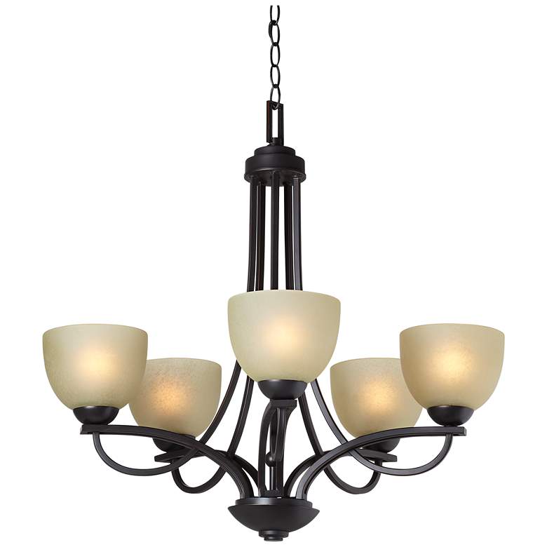 Image 5 Franklin Iron Works Bennington 26" Italian Bronze 5-Light Chandelier more views