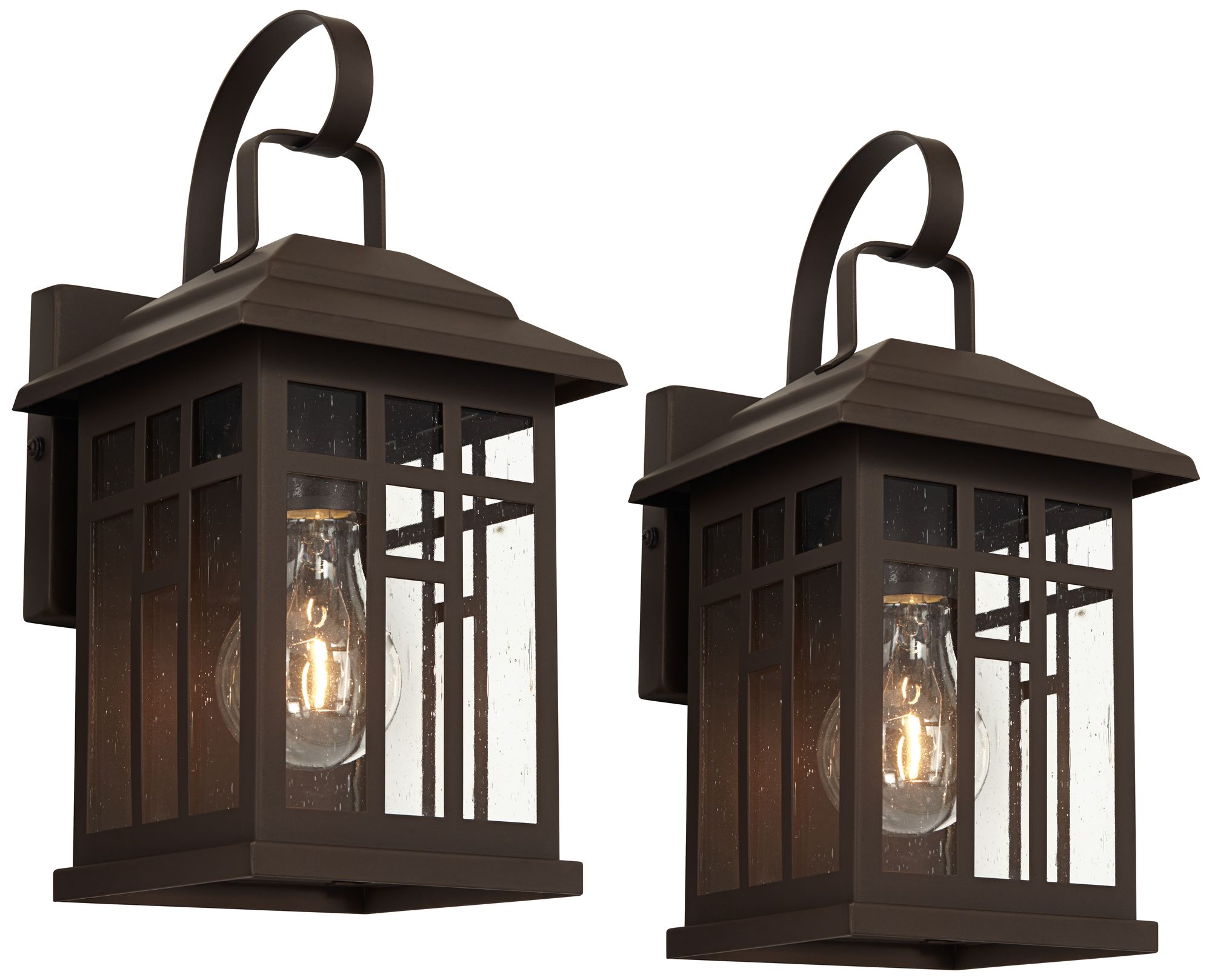 Image 3 Franklin Iron Works Bester 12 1/2" Bronze Lantern Wall Lights Set of 2
