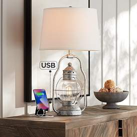 Image1 of Franklin Iron Works Bodie 26" Lantern Night Light USB Table Lamp