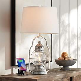 Image1 of Franklin Iron Works Bodie 26" Lantern Night Light USB Table Lamp