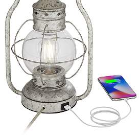 Image4 of Franklin Iron Works Bodie 26" Lantern Night Light USB Table Lamp more views