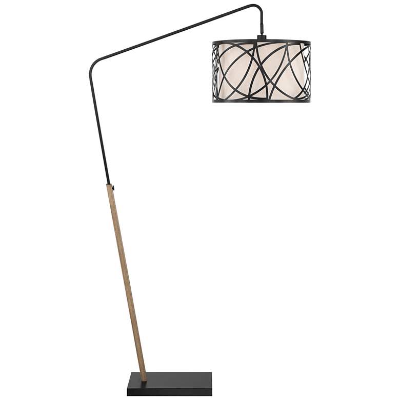 Image 3 Franklin Iron Works Bramble 71" Black with Faux Wood Modern Arc Lamp