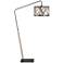 Franklin Iron Works Bramble 71" Black with Faux Wood Modern Arc Lamp