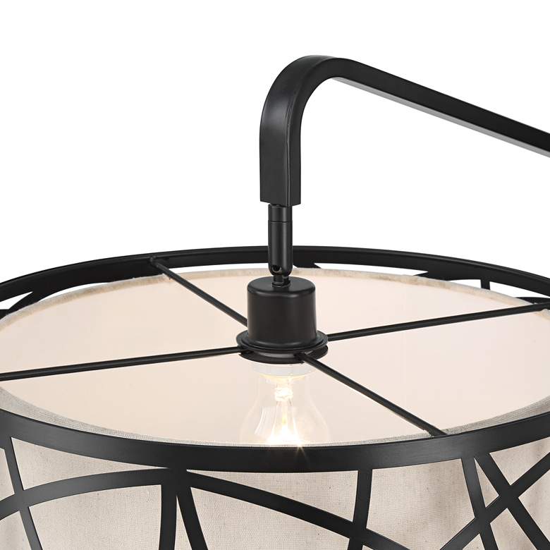 Image 5 Franklin Iron Works Bramble 71" Black with Faux Wood Modern Arc Lamp more views