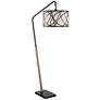 Watch A Video About the Franklin Iron Works Bramble Arc Lamp Black with Faux Wood Finish