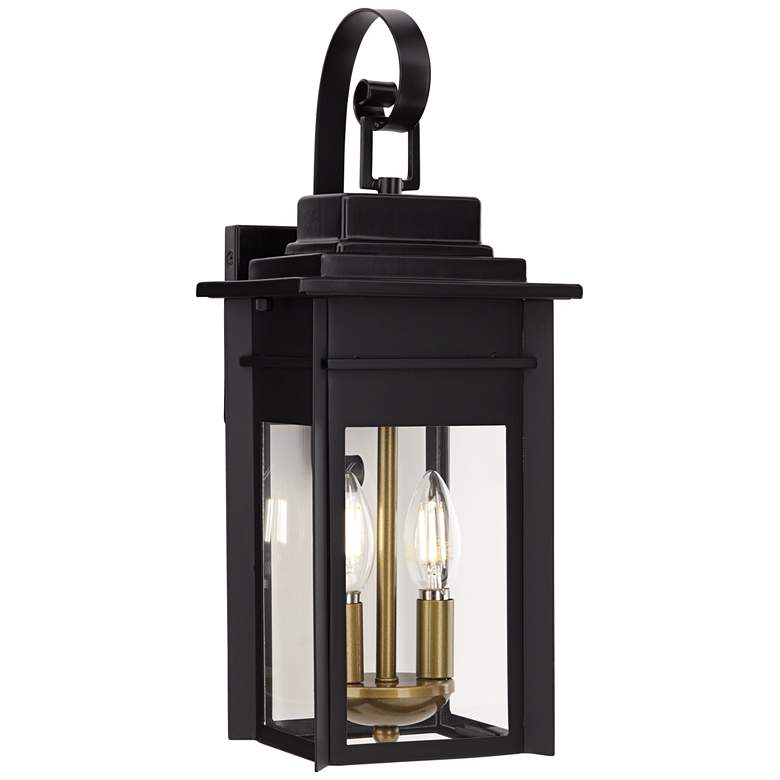 Image 2 Franklin Iron Works Bransford 17 inch High Black-Brass Outdoor Wall Light