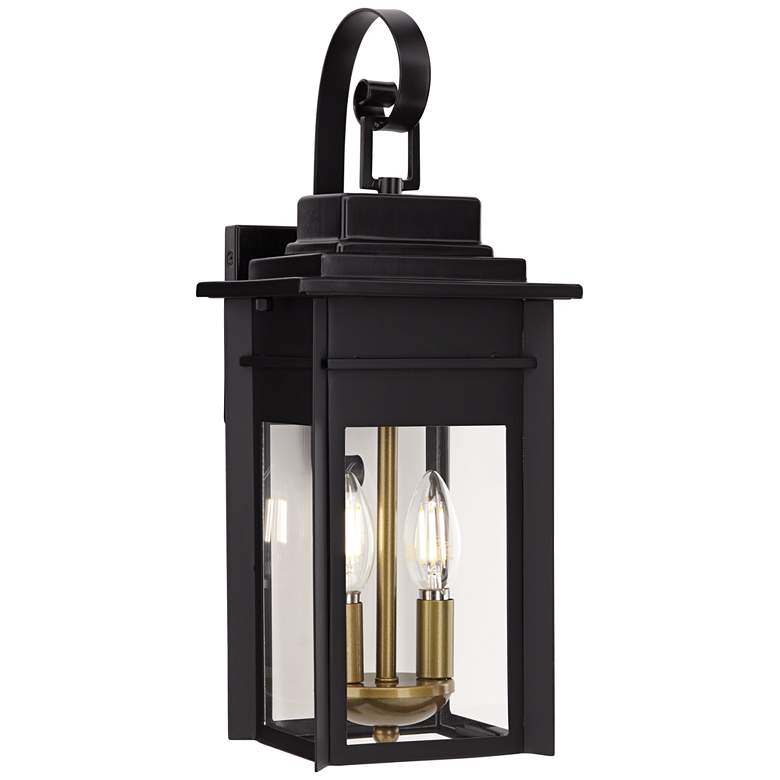 Image 2 Franklin Iron Works Bransford 17" High Black-Brass Outdoor Wall Light
