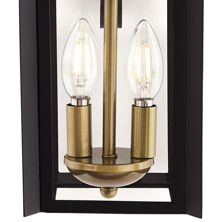 Image 4 Franklin Iron Works Bransford 17" High Black-Brass Outdoor Wall Light more views